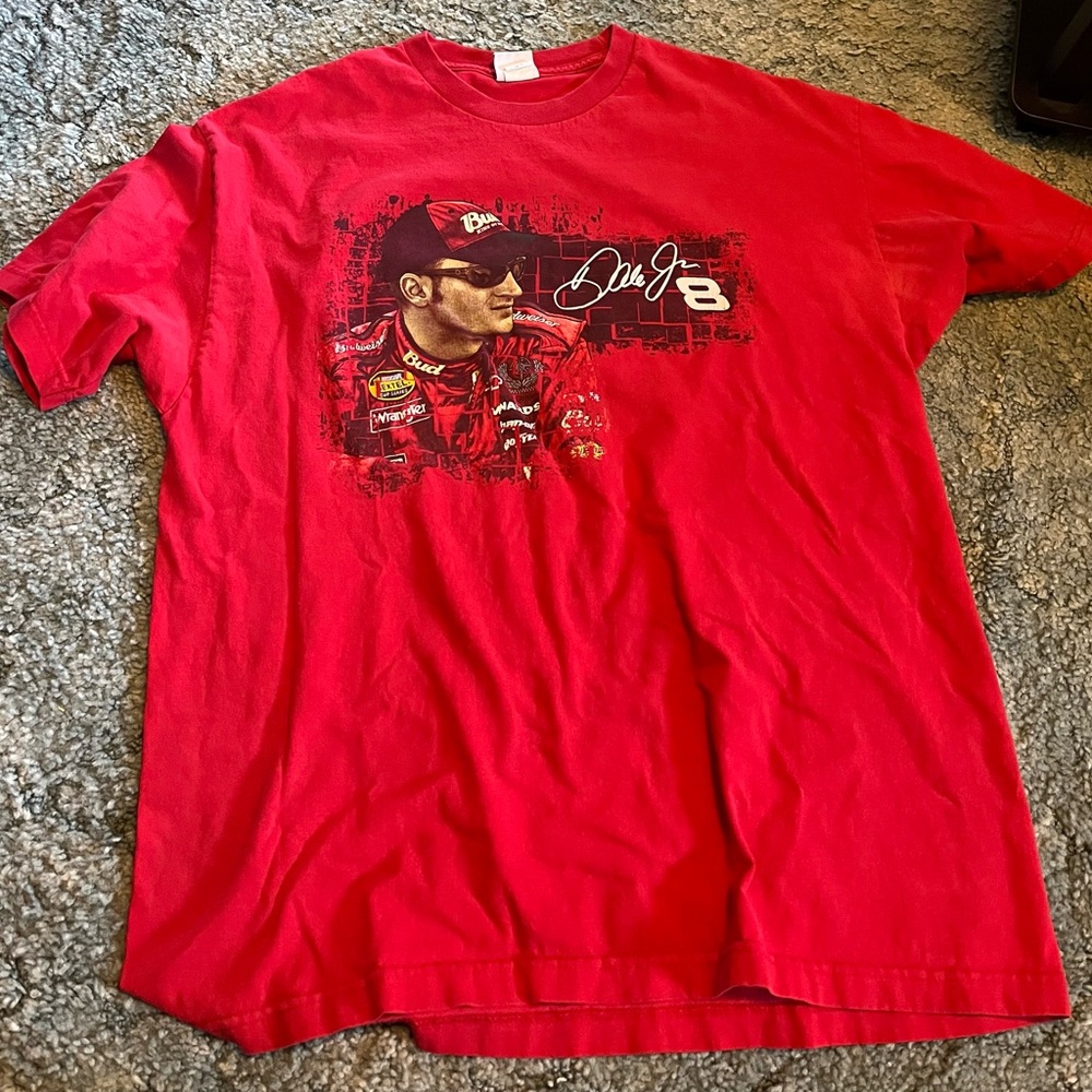 Dale Earnhardt JR. Red Mens XL Lee Sport 2007 Nascar Schedule T-Shirt